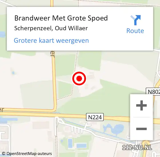 Locatie op kaart van de 112 melding: Brandweer Met Grote Spoed Naar Scherpenzeel, Oud Willaer op 7 oktober 2023 20:58