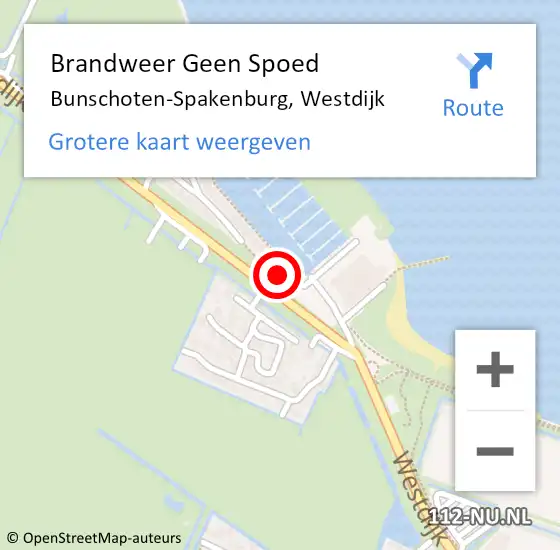 Locatie op kaart van de 112 melding: Brandweer Geen Spoed Naar Bunschoten-Spakenburg, Westdijk op 7 oktober 2023 21:16