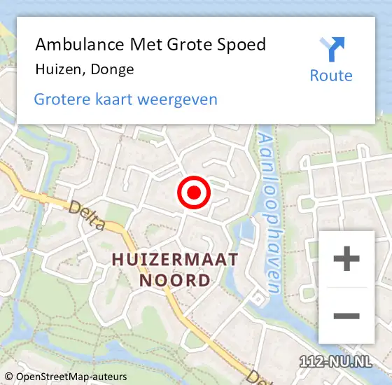 Locatie op kaart van de 112 melding: Ambulance Met Grote Spoed Naar Huizen, Donge op 10 september 2014 20:31