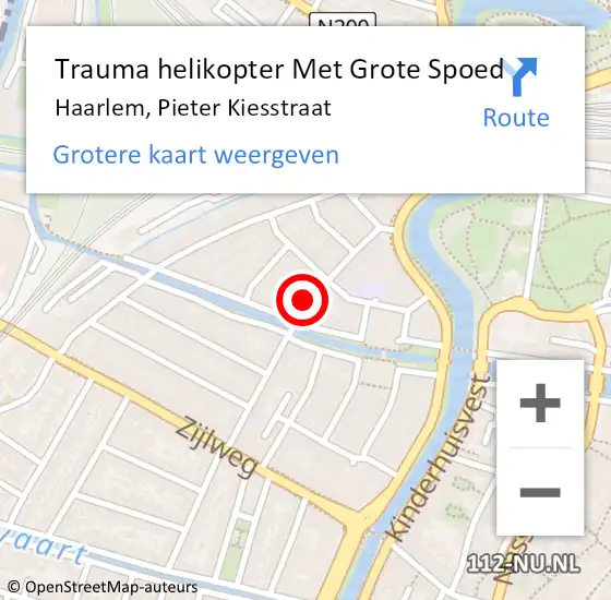 Locatie op kaart van de 112 melding: Trauma helikopter Met Grote Spoed Naar Haarlem, Pieter Kiesstraat op 7 oktober 2023 21:56