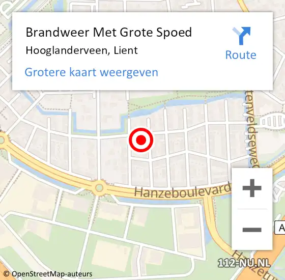 Locatie op kaart van de 112 melding: Brandweer Met Grote Spoed Naar Hooglanderveen, Lient op 7 oktober 2023 22:32