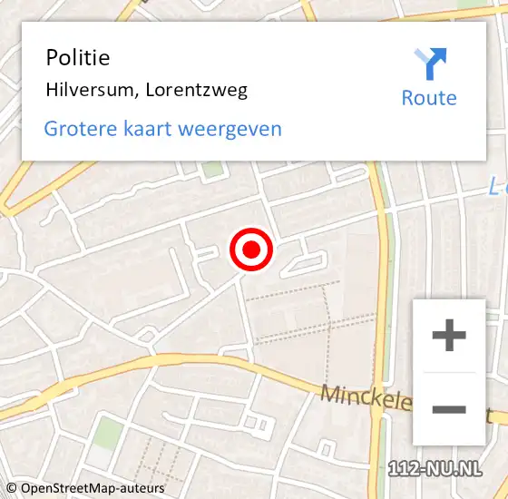 Locatie op kaart van de 112 melding: Politie Hilversum, Lorentzweg op 7 oktober 2023 23:11