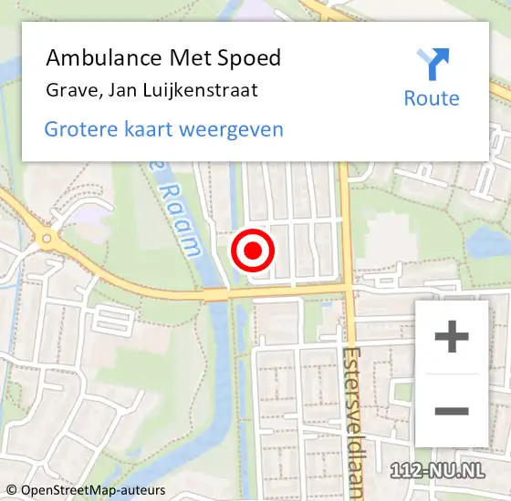 Locatie op kaart van de 112 melding: Ambulance Met Spoed Naar Grave, Jan Luijkenstraat op 10 september 2014 20:46