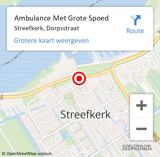 Locatie op kaart van de 112 melding: Ambulance Met Grote Spoed Naar Streefkerk, Dorpsstraat op 8 oktober 2023 00:21