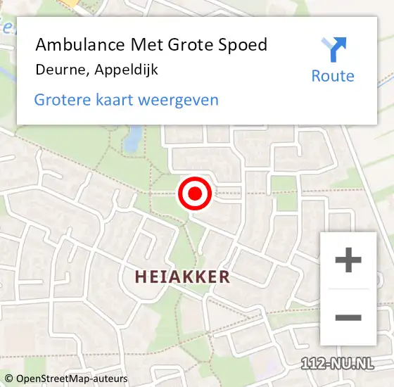 Locatie op kaart van de 112 melding: Ambulance Met Grote Spoed Naar Deurne, Appeldijk op 10 september 2014 20:55