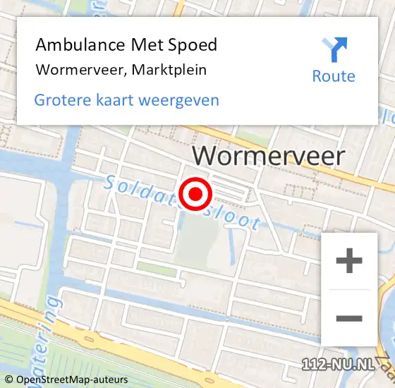 Locatie op kaart van de 112 melding: Ambulance Met Spoed Naar Wormerveer, Marktplein op 8 oktober 2023 01:06