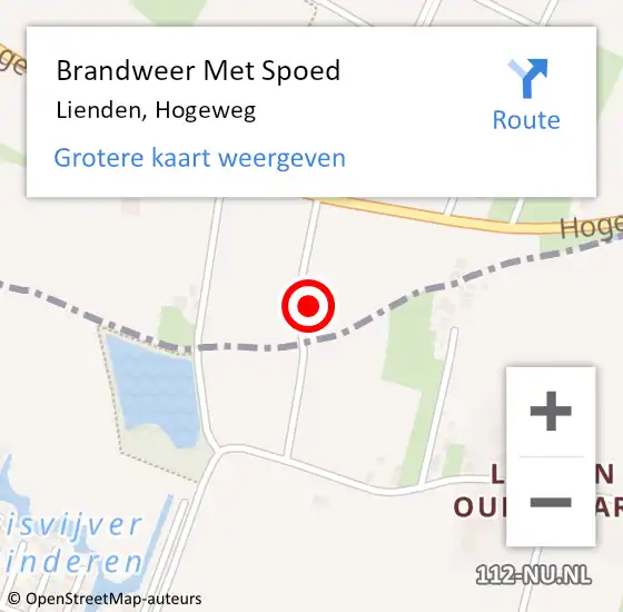 Locatie op kaart van de 112 melding: Brandweer Met Spoed Naar Lienden, Hogeweg op 8 oktober 2023 01:24