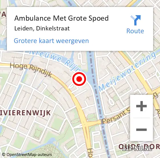 Locatie op kaart van de 112 melding: Ambulance Met Grote Spoed Naar Leiden, Dinkelstraat op 8 oktober 2023 02:17