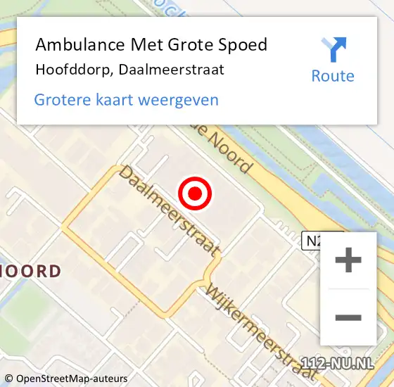 Locatie op kaart van de 112 melding: Ambulance Met Grote Spoed Naar Hoofddorp, Daalmeerstraat op 8 oktober 2023 02:53