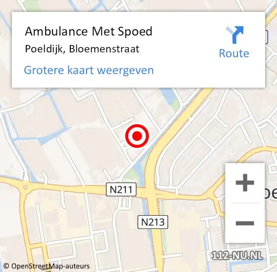 Locatie op kaart van de 112 melding: Ambulance Met Spoed Naar Poeldijk, Bloemenstraat op 8 oktober 2023 03:22