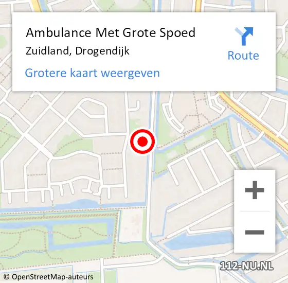 Locatie op kaart van de 112 melding: Ambulance Met Grote Spoed Naar Zuidland, Drogendijk op 8 oktober 2023 03:30
