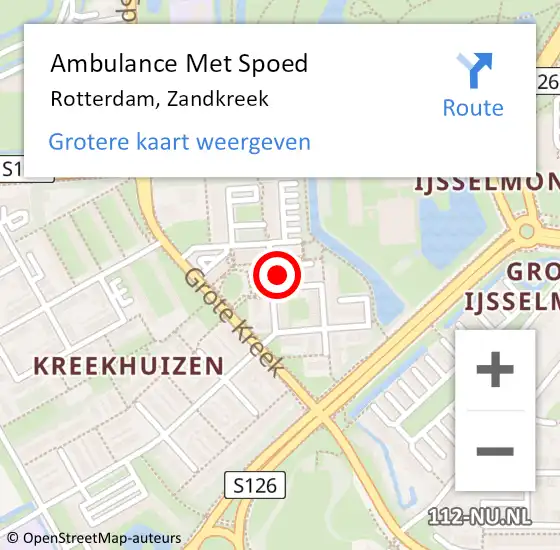 Locatie op kaart van de 112 melding: Ambulance Met Spoed Naar Rotterdam, Zandkreek op 8 oktober 2023 04:12