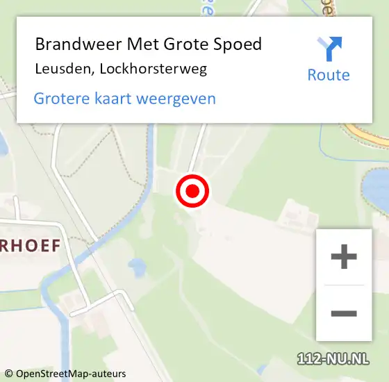 Locatie op kaart van de 112 melding: Brandweer Met Grote Spoed Naar Leusden, Lockhorsterweg op 8 oktober 2023 04:22