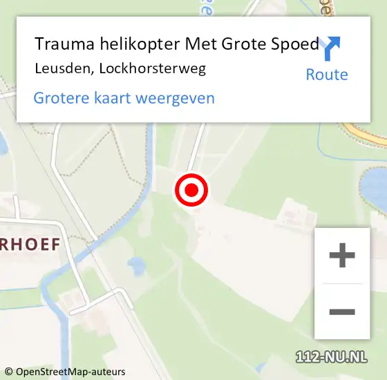 Locatie op kaart van de 112 melding: Trauma helikopter Met Grote Spoed Naar Leusden, Lockhorsterweg op 8 oktober 2023 04:32