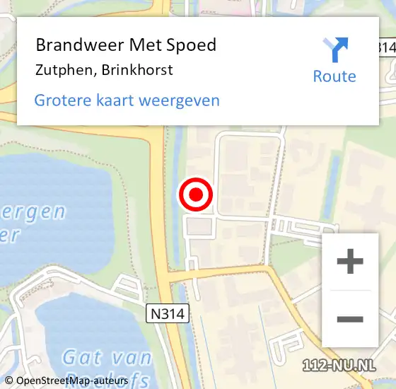 Locatie op kaart van de 112 melding: Brandweer Met Spoed Naar Zutphen, Brinkhorst op 8 oktober 2023 05:09