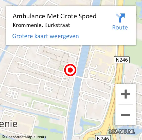 Locatie op kaart van de 112 melding: Ambulance Met Grote Spoed Naar Krommenie, Kurkstraat op 8 oktober 2023 05:43