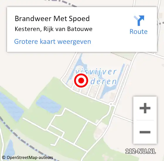 Locatie op kaart van de 112 melding: Brandweer Met Spoed Naar Kesteren, Rijk van Batouwe op 8 oktober 2023 06:06