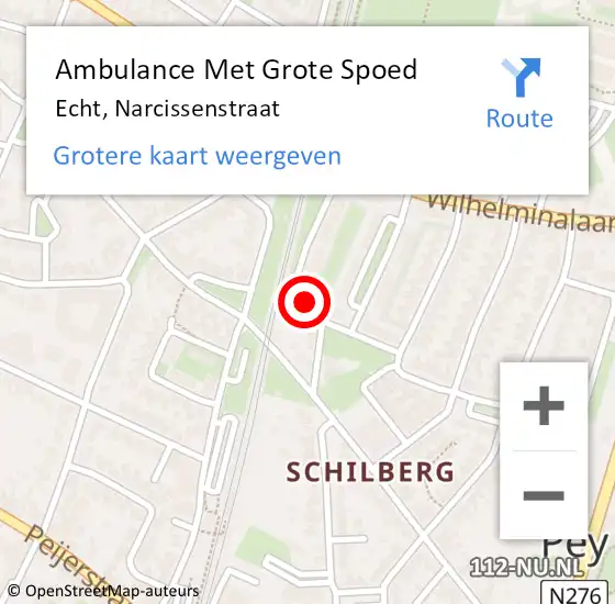 Locatie op kaart van de 112 melding: Ambulance Met Grote Spoed Naar Echt, Narcissenstraat op 8 oktober 2023 06:34