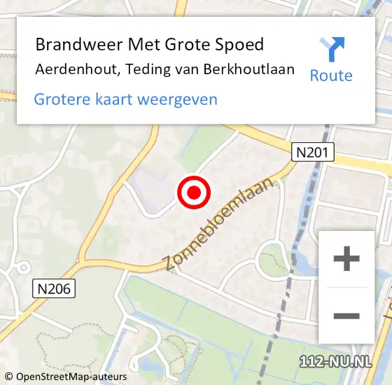 Locatie op kaart van de 112 melding: Brandweer Met Grote Spoed Naar Aerdenhout, Teding van Berkhoutlaan op 8 oktober 2023 07:20