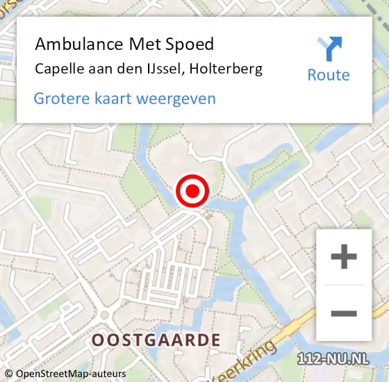 Locatie op kaart van de 112 melding: Ambulance Met Spoed Naar Capelle aan den IJssel, Holterberg op 8 oktober 2023 07:48