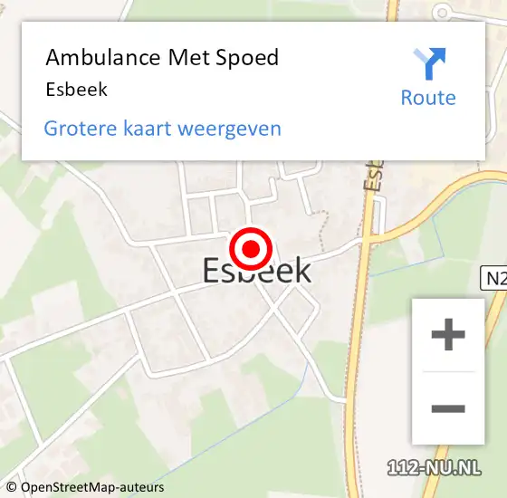 Locatie op kaart van de 112 melding: Ambulance Met Spoed Naar Esbeek op 8 oktober 2023 08:22