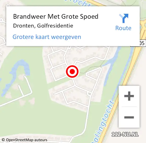 Locatie op kaart van de 112 melding: Brandweer Met Grote Spoed Naar Dronten, Golfresidentie op 8 oktober 2023 08:57