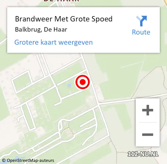 Locatie op kaart van de 112 melding: Brandweer Met Grote Spoed Naar Balkbrug, De Haar op 10 september 2014 21:29