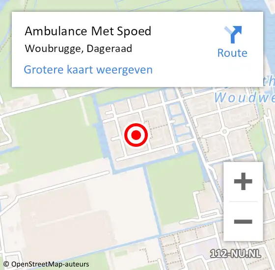 Locatie op kaart van de 112 melding: Ambulance Met Spoed Naar Woubrugge, Dageraad op 8 oktober 2023 09:23