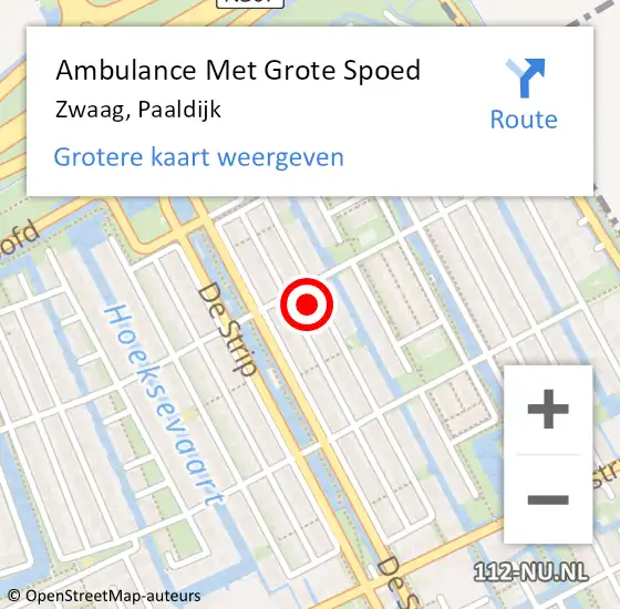 Locatie op kaart van de 112 melding: Ambulance Met Grote Spoed Naar Zwaag, Paaldijk op 8 oktober 2023 09:42