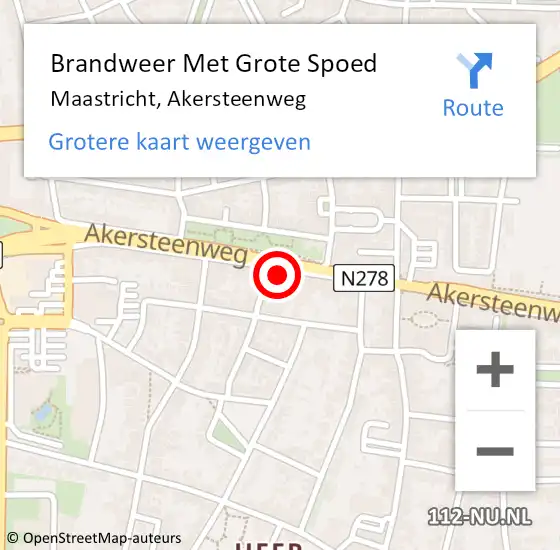Locatie op kaart van de 112 melding: Brandweer Met Grote Spoed Naar Maastricht, Akersteenweg op 8 oktober 2023 09:52