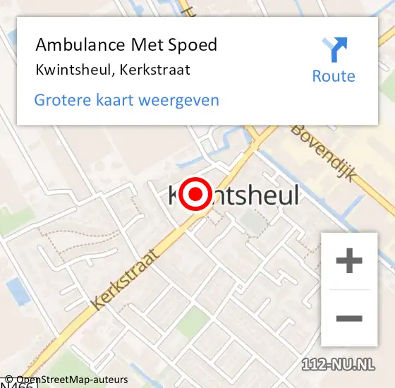 Locatie op kaart van de 112 melding: Ambulance Met Spoed Naar Kwintsheul, Kerkstraat op 8 oktober 2023 10:13