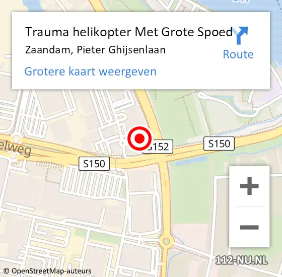 Locatie op kaart van de 112 melding: Trauma helikopter Met Grote Spoed Naar Zaandam, Pieter Ghijsenlaan op 8 oktober 2023 10:34