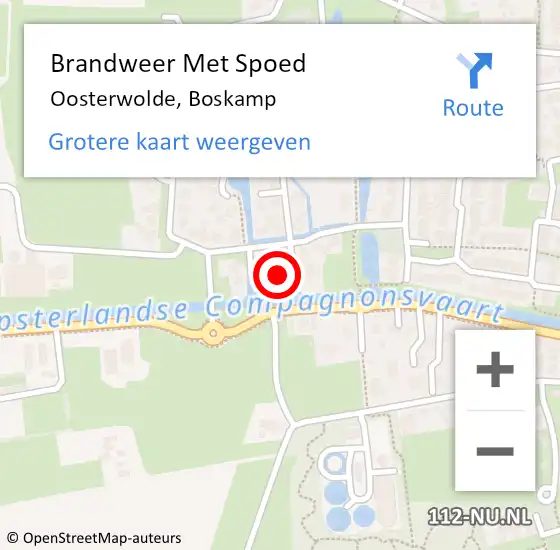 Locatie op kaart van de 112 melding: Brandweer Met Spoed Naar Oosterwolde, Boskamp op 8 oktober 2023 10:58