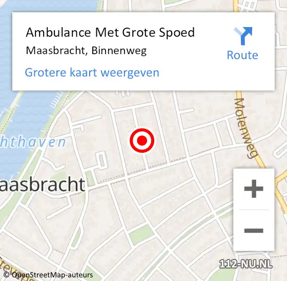 Locatie op kaart van de 112 melding: Ambulance Met Grote Spoed Naar Maasbracht, Binnenweg op 8 oktober 2023 11:13