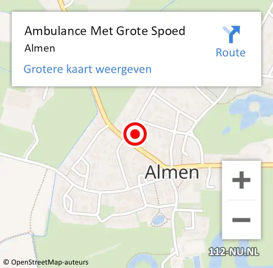 Locatie op kaart van de 112 melding: Ambulance Met Grote Spoed Naar Almen op 8 oktober 2023 11:18