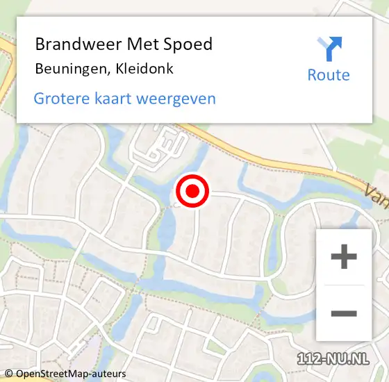 Locatie op kaart van de 112 melding: Brandweer Met Spoed Naar Beuningen, Kleidonk op 8 oktober 2023 11:21