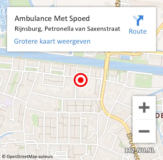Locatie op kaart van de 112 melding: Ambulance Met Spoed Naar Rijnsburg, Petronella van Saxenstraat op 8 oktober 2023 12:49