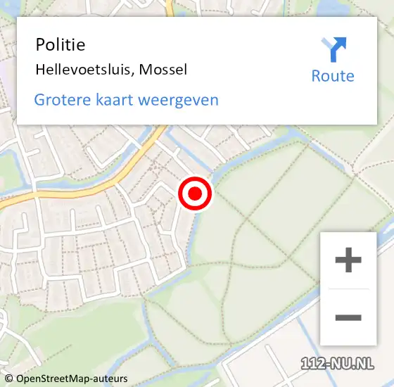 Locatie op kaart van de 112 melding: Politie Hellevoetsluis, Mossel op 8 oktober 2023 12:58