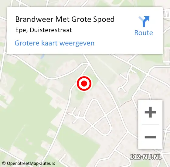 Locatie op kaart van de 112 melding: Brandweer Met Grote Spoed Naar Epe, Duisterestraat op 10 september 2014 21:52