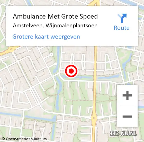 Locatie op kaart van de 112 melding: Ambulance Met Grote Spoed Naar Amstelveen, Wijnmalenplantsoen op 8 oktober 2023 13:17