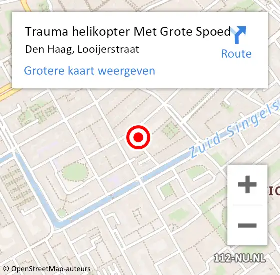 Locatie op kaart van de 112 melding: Trauma helikopter Met Grote Spoed Naar Den Haag, Looijerstraat op 8 oktober 2023 13:25