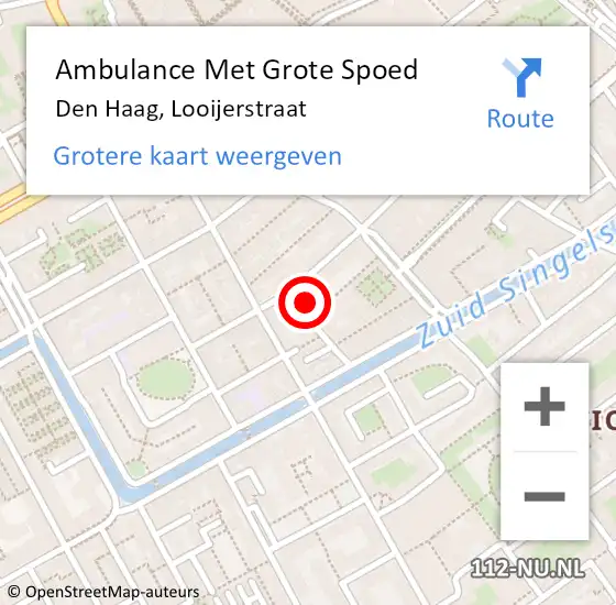 Locatie op kaart van de 112 melding: Ambulance Met Grote Spoed Naar Den Haag, Looijerstraat op 8 oktober 2023 13:26