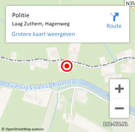 Locatie op kaart van de 112 melding: Politie Laag Zuthem, Hagenweg op 8 oktober 2023 13:51