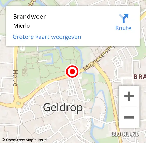 Locatie op kaart van de 112 melding: Brandweer Geldrop op 8 oktober 2023 13:57