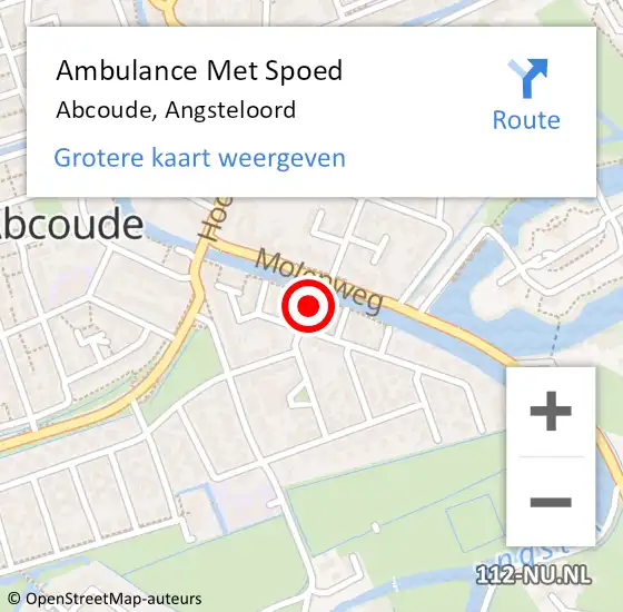 Locatie op kaart van de 112 melding: Ambulance Met Spoed Naar Abcoude, Angsteloord op 8 oktober 2023 14:09