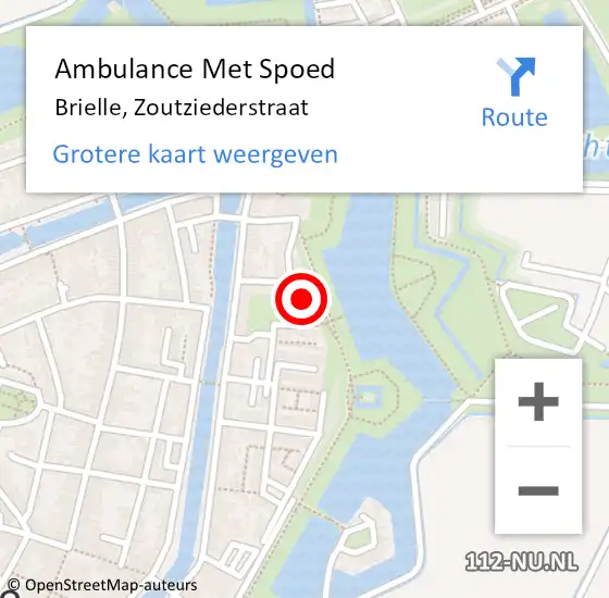 Locatie op kaart van de 112 melding: Ambulance Met Spoed Naar Brielle, Zoutziederstraat op 8 oktober 2023 14:10