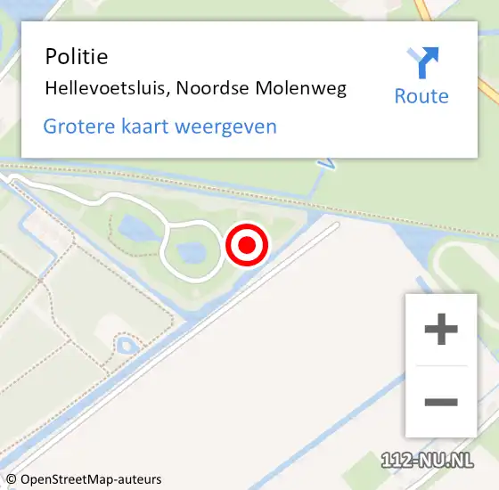 Locatie op kaart van de 112 melding: Politie Hellevoetsluis, Noordse Molenweg op 8 oktober 2023 14:14