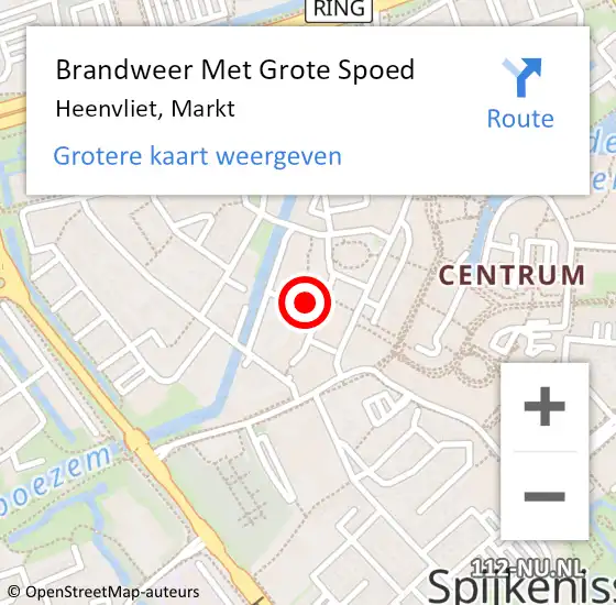 Locatie op kaart van de 112 melding: Brandweer Met Grote Spoed Naar Heenvliet, Markt op 8 oktober 2023 14:18