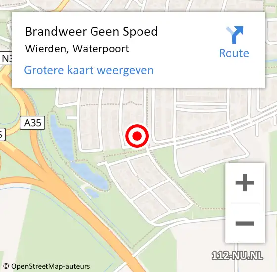 Locatie op kaart van de 112 melding: Brandweer Geen Spoed Naar Wierden, Waterpoort op 8 oktober 2023 14:25