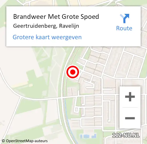 Locatie op kaart van de 112 melding: Brandweer Met Grote Spoed Naar Geertruidenberg, Ravelijn op 10 september 2014 22:06